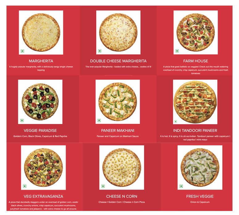 domino's pizza menu